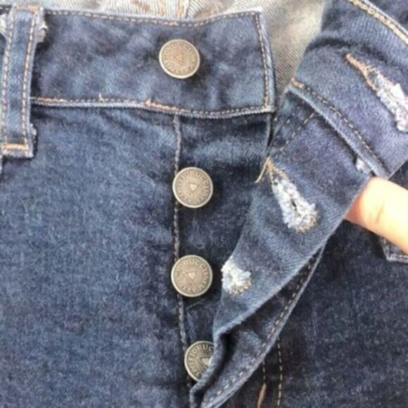 Fiorucci Flare Jeans Sailor Pockets Button Fly Bootcut Y2K VINTAGE Dark Denim 9S - Picture 6 of 13